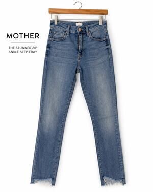 MOTHER The Stunner Zip Ankle Step Fray Jeans Wash 776 Women's Size 24